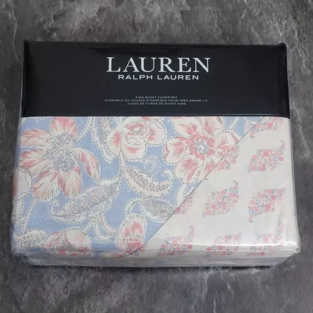 Lauren Ralph Lauren Cosima Floral King Duvet Cover Set 3 Piece Pink Multi New