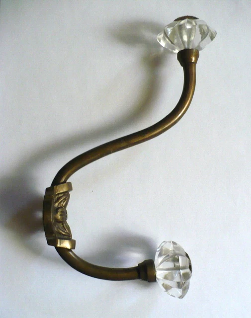 Vintage Solid Brass Classic 8" Wall Mount Double Coat & Hat Towel Clothes Hook