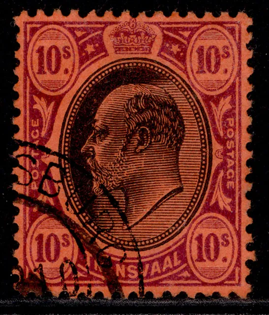 SOUTH AFRICA - Transvaal EDVII SG271, 10s black & purple/red, FINE USED.