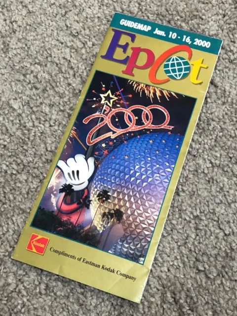 Travel Brochure For Walt Disney World  Epcot Center Guide Map Dec. June 2000 WDW