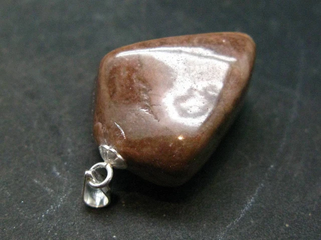 Brownish Pink Bustamite Silver Pendant From South Africa - 1.1" - 8.4 Grams