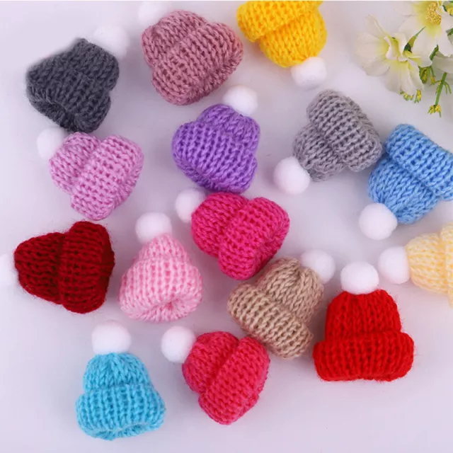 5Pcs Knitting Mini Pompon Hats  Handmade Small DIY Craft Supplie Decor Jewelry