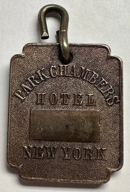 1930’s Park Chambers Hotel Room Key Brass FOB 68 W. 58th St. New York City