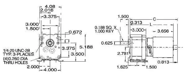 Dayton 3M326 Ac Gearmotor, 200.0 In-Lb Max. Torque, 4.1 Rpm Nameplate Rpm, 115V 3