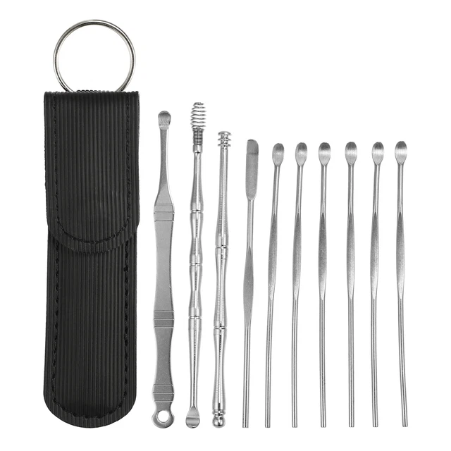10 piezas Kit de herramientas de limpieza de cerumen Juego de herramientas portátiles con bolsa de almacenamiento
