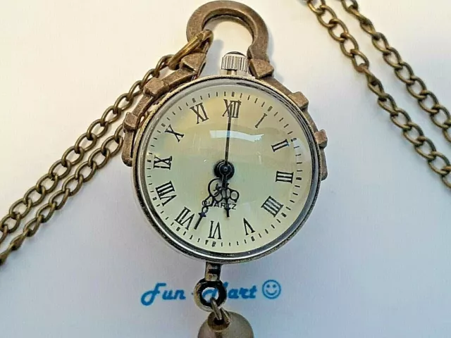 Lady's PENDANT GLASS BALL WATCH NECKLACE / 15.75" CHAIN / NOS  [ 2831 ]