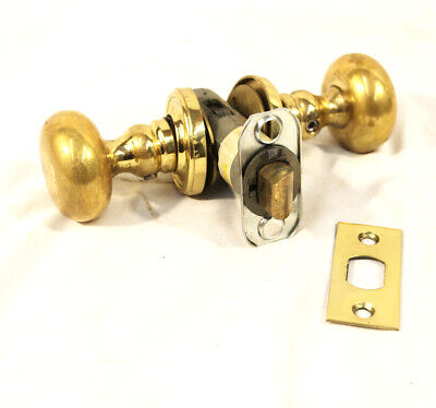 Corbin Style Brass Door Knob Set w Tube Latch Passage Hardware Polished Finish
