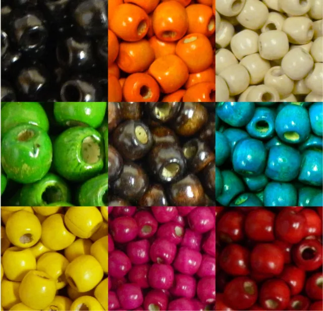 24 pack Macrame & Craft Wood Beads 11x12mm 5mm to 6mm Large Hole Round Barrel