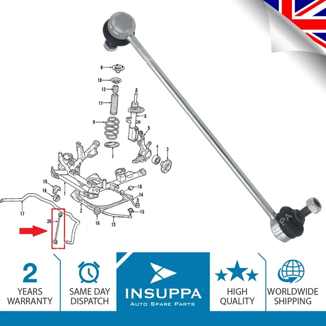 Stabilizer Anti Roll Bar Drop Link Front Axle Right 300 mm Long For BMW X3 E83