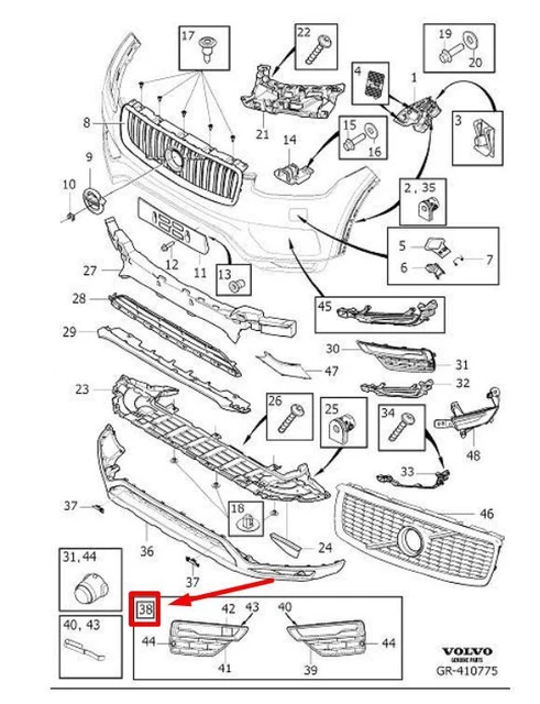 Neuf VOLVO XC90 MK2 Avant Grille Set 31428891 Véritable