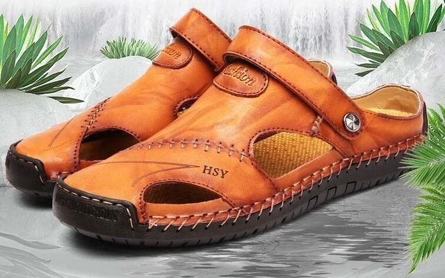 Sandali Uomo In Pelle Vera - Ciabatte Estive Con Suola Antiscivolo, Comode E Traspiranti, Modello S4 - Foto 2