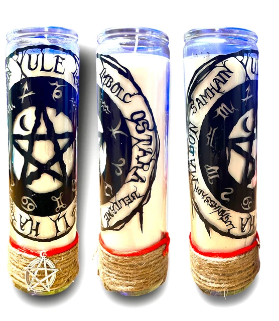 Spell Candle Wheel Of The Year Pentagram Altar Wicca Pagan Prayer Ritual Magick