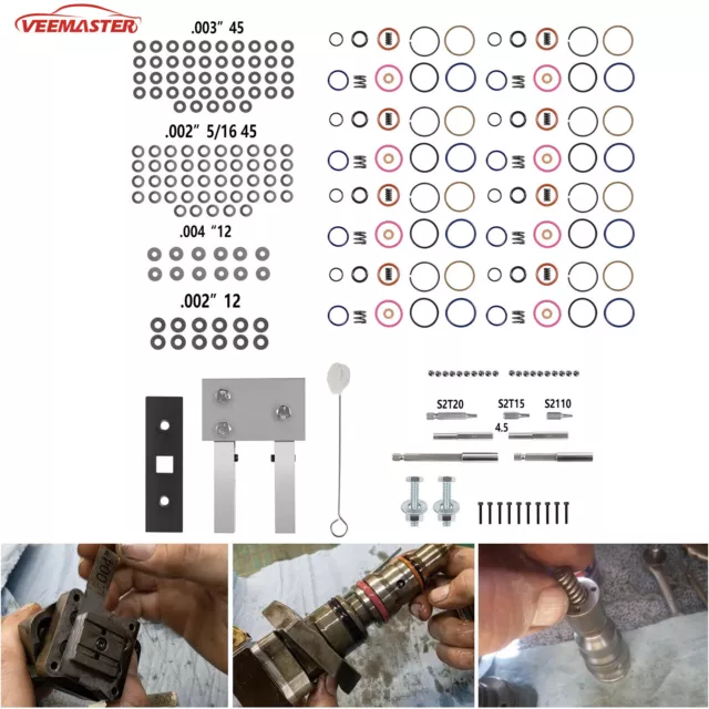 For Ford 7.3L PowerStroke Injector Rebuild Kit w/ Vice Clamp, Springs & O-Ring