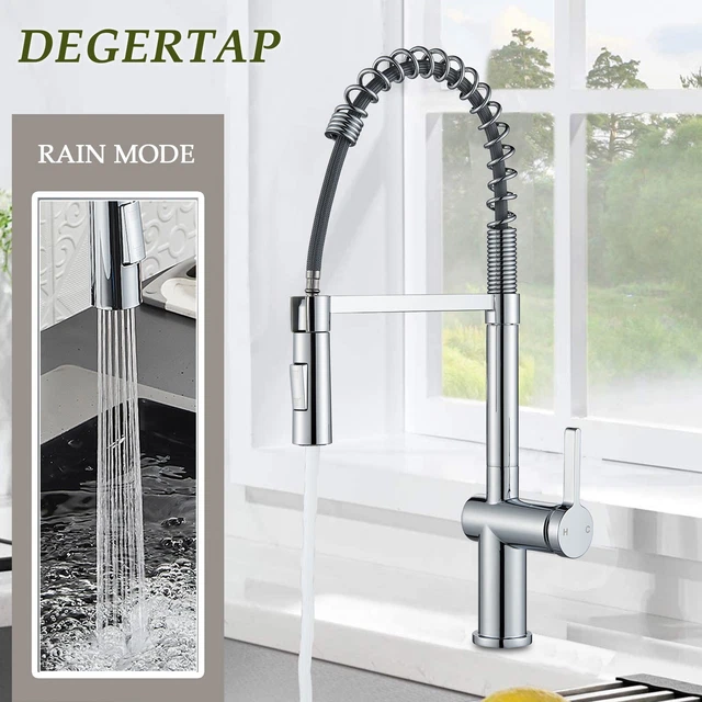 Modern Mono Kitchen Mixer Tap 2 Mode Spout Pull Out Spray Single Lever Chrome UK