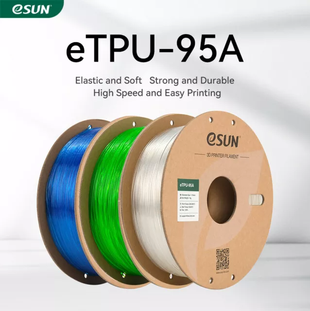 eSUN TPU 95A Filament 1.75mm 1kg Flexible Soft für 3D-Drucker Härte 95A 3 Farben