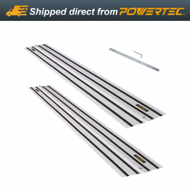 POWERTEC 55 inch Guide Rail Joining Set Compatible with DeWalt Track Saws 71691