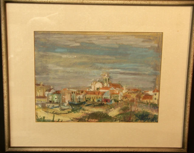 AA Tableau Pastel signé Daniel du JANERAND " l'église " référencé certificat
