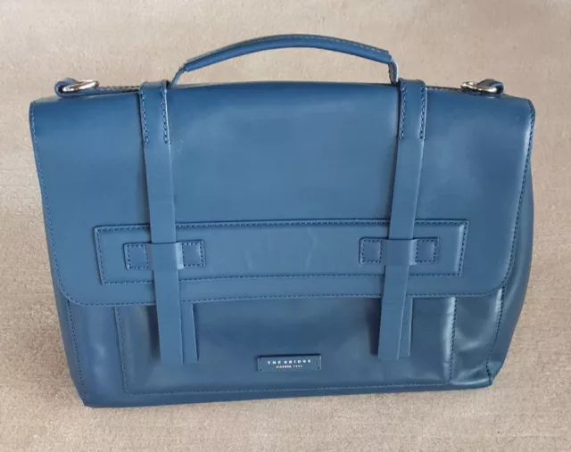 The Bridge Uomo Briefcase, Aktentasche, neu, blaues Leder, mit Taschenbeutel