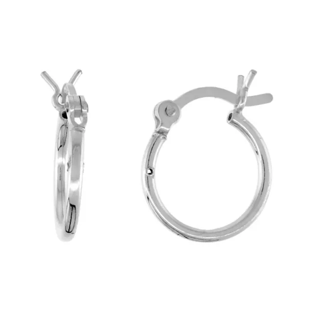 .925 Sterling Silver Tube Hoop Earrings with Post-Snap Closure, 1mm thin 1/2"