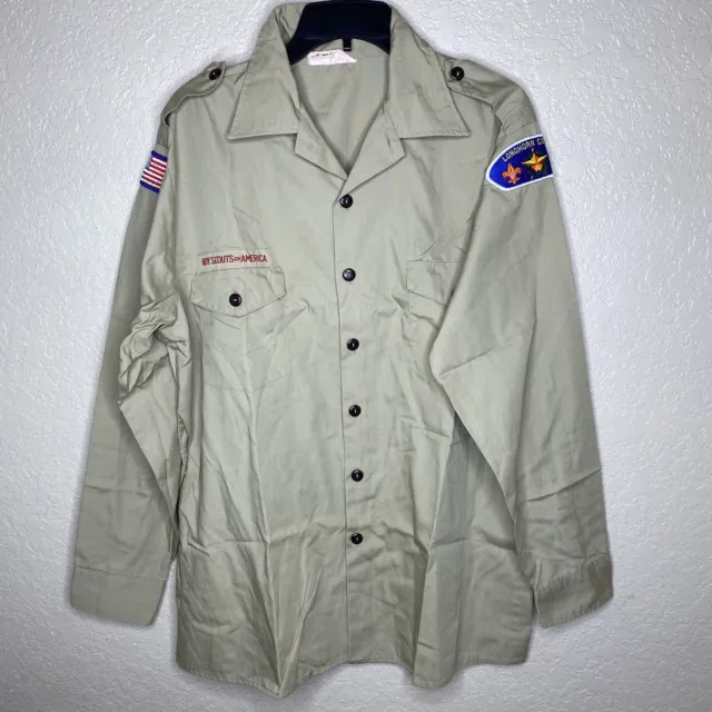 BSA Boy Scout Of American Long Sleeve Adult Mens L Shirt Brown Den Leader 24x33