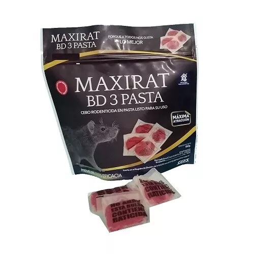 MAXIRAT BD-3 PASTA, Cebo en Pasta Fresca, Bromadiolona, Bolsa 150 gr (10 x 15