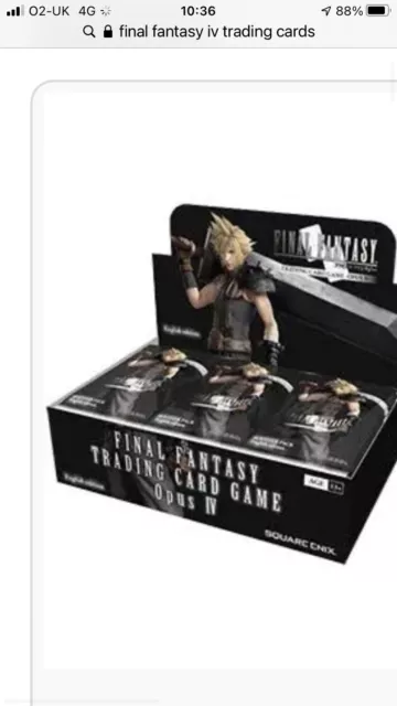 Square Enix Final Fantasy TCG Opus IV Booster Box - 36 Pack Uk Edition