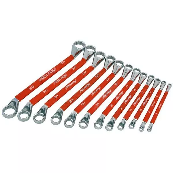 12pc Ring Spanner Set Metric Offset Double Ring 6 - 32mm Cr-v Quality