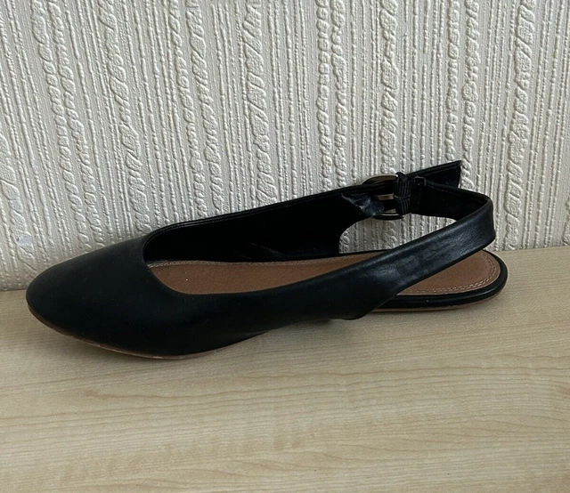TU WOMEN S BLACK Leather Ballet Flat Round Toe Slingback Shoes Ladies Size UK 4 9.99 PicClick UK