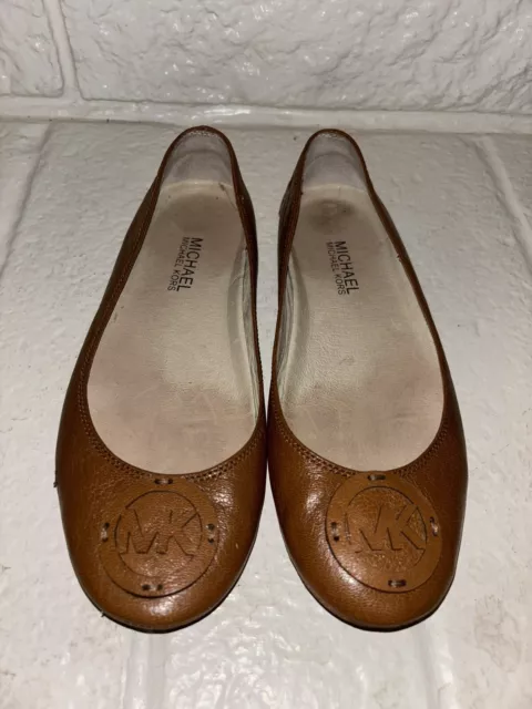 Michael Kors, Beautiful Ballet Flats Brown Carmel Khaki Tan "Thick Leather" 6.5