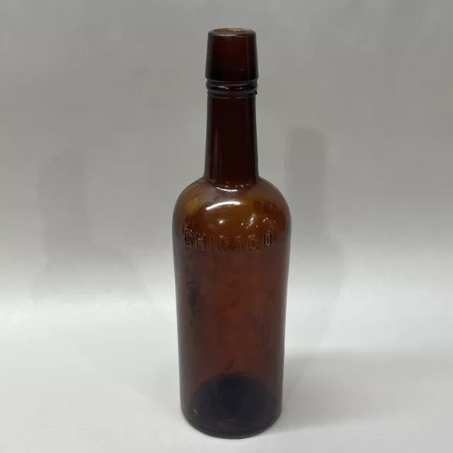 Pre Prohibition Jos Triner Chicago Illinois Elixir Bitters Amber Bottle NO CHIPS