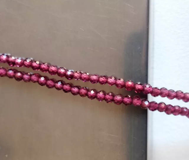 Rhodolite Garnet Natural gemstones 2 mm Faceted Rondelle Beads 13" 10 Strand lot 3