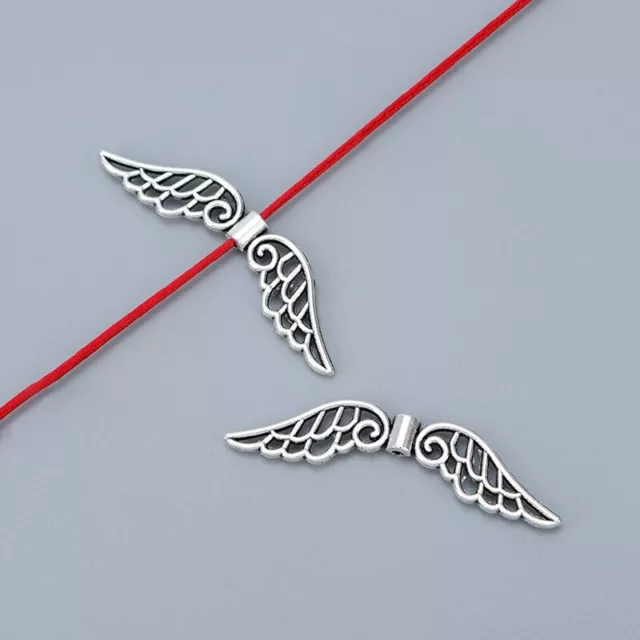 30 x Tibetan Silver Fairy Angel Wing Spacer Charms Pendants Beads For DIY Making