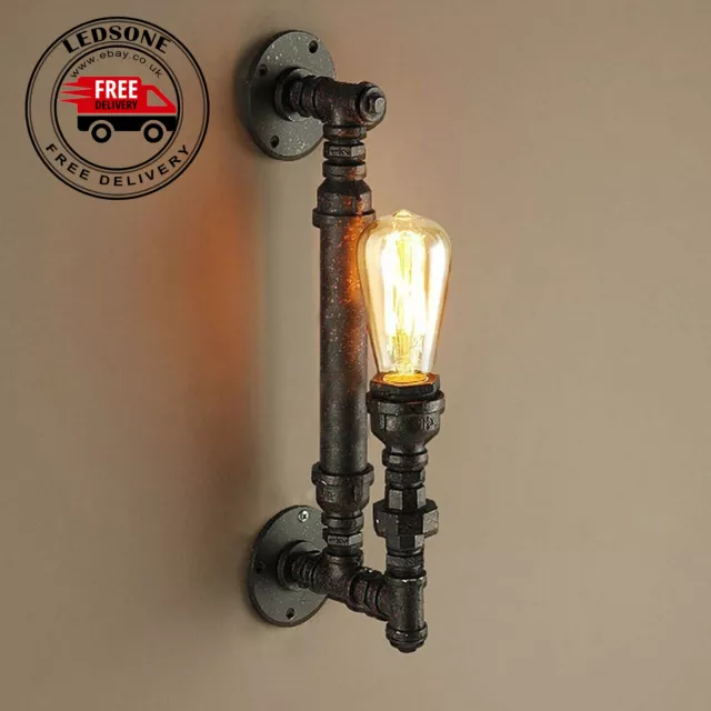 Vintage Industrial Water Pipe Wall Light Steampunk Mid century Rustic Wall Light