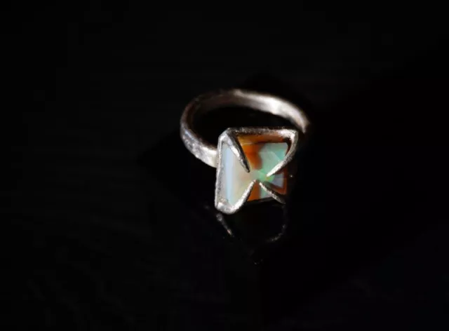 Paloma Opal Ring, Solid Pure Silver, Handmade, By Clovis, Size S1/2