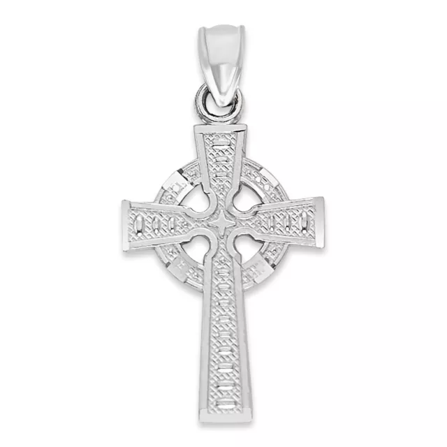 Solid White Gold Celtic Cross Pendant in 10 or 14k, Religious Jewelry