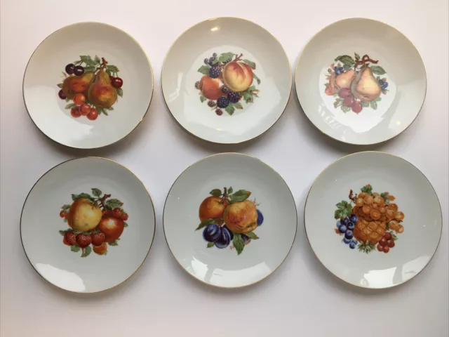 6 Vintage BAREUTHER WALDSASSEN Bavaria Germany China Fruit Plates SOME FLAWS