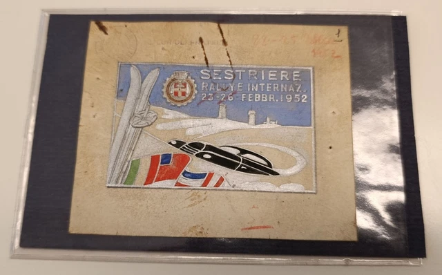Plaquette/bozzetto SESTRIERE TORINO 1959 - 10ème Rallye Internationale ACT - Objet Vintage Occasion