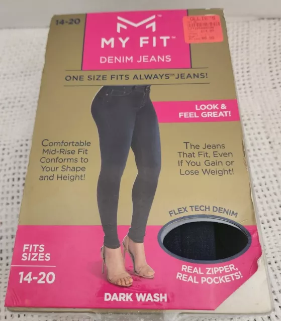 My Fit Jeans As Seen On TV Sizes 14-20 Women's Stretch Denim Jeans Dark Wash New