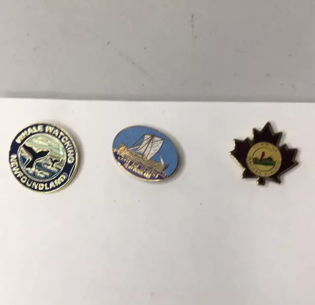 Pin Lot of 3 Canada Newfoundland Whale Watching Alberta Maple Leaf Souvenir