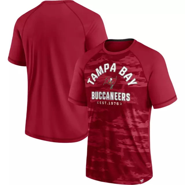 Tampa Bay Buccaneers T-Shirt (TAGLIA S) Uomo NFL Hail Mary Raglan - Nuovo