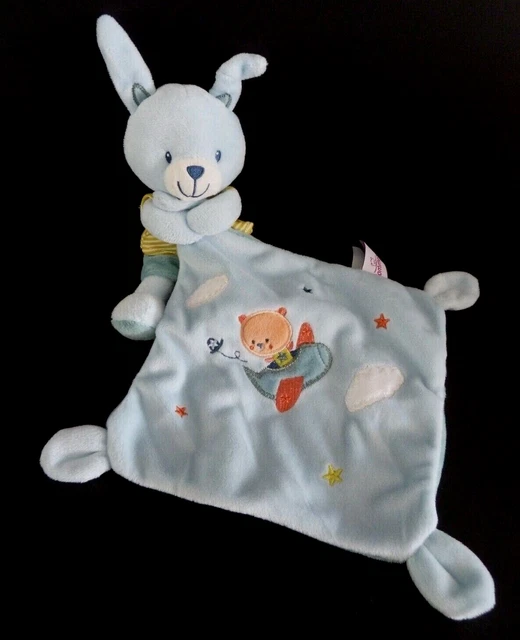 *. Doudou Pommette Lapin Bleu Tshirt Raye Mouchoir Ours Avion Etoile  Et.neuf*