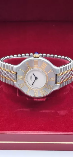 Must de Cartier 21 Lady's Gold Plated and Stainless Steel Bracelet Watch.