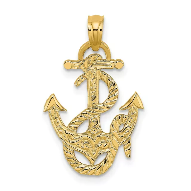 14K YELLOW GOLD Polished Anchor & Rope Pendant $163.95 - PicClick