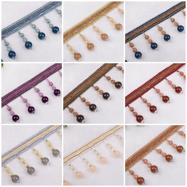 Frange De Perles Dorées - 1,15 M X 21 Cm - Pour Couture, Décoration Vêtements Et Déco Maison - 10