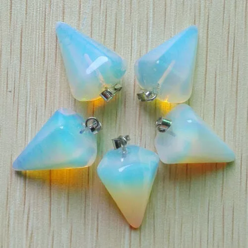 50pcs Hot Selling Opal Oplite Stone Hexagon Pyramis Charms Pendants Wholesale