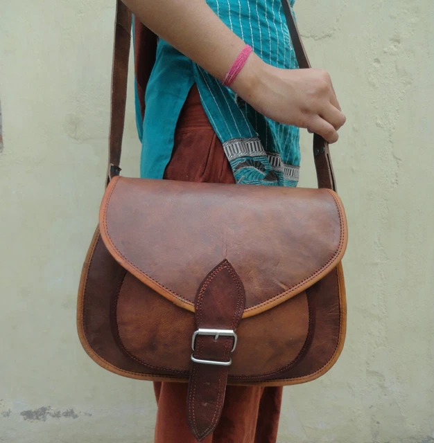 Femmes Vintage Véritable Cuir Marron Sac Bandoulière Messager