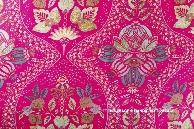 Indien 2.7m Main Bloc Rose Imprimé Floral 100% Coton Couture Artisanat Tissu