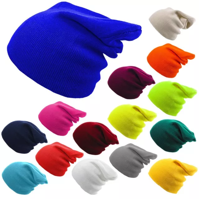 Beanie Hat Mens Ladies Womens Slouch Winter Woolly Ski Knitted Turn Up Pla Warm