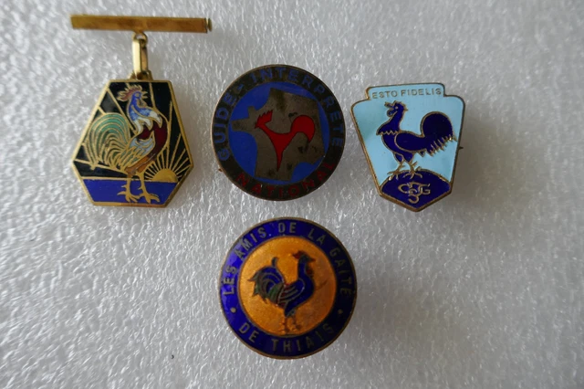 Insigne Broche COQ Émaillé - Amis De Thiais & Interprète National - Années 1930 - Collector
