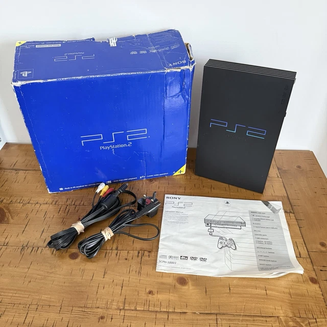 SONY PLAYSTATION PS2 PS Two Video Game Console System With Cables & Box ...